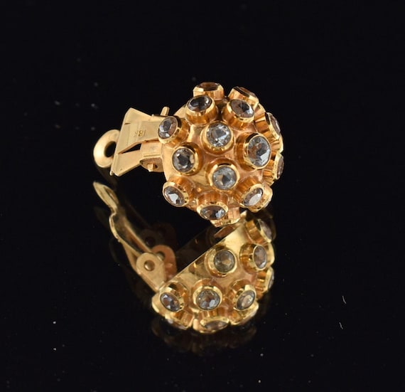 16K Rose Gold Aquamarine Sputnik Clip On Earrings View 6
