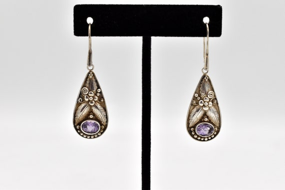 925 Amethyst Teardrop Earrings - image 1