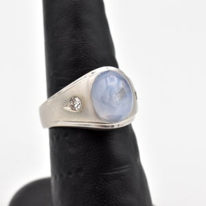 14K White Gold Pale Blue Star Sapphire Ring Number 2264 Size 9 image 3