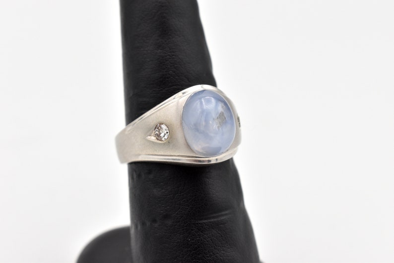 14K White Gold Pale Blue Star Sapphire Ring Number 2264 Size 9 image 3
