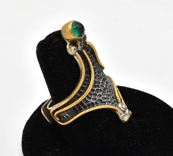 HPSilver 925 Green Gem Adjustable Ring ~ Size 7 1… - image 3