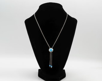 Noa Zuman 925 Sterling Silber Türkis Opal Lariat Halskette ~ 16 in der Kette