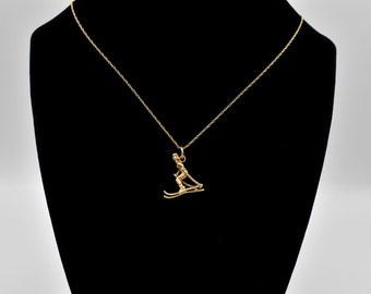 14K Skier Figurine Pendant