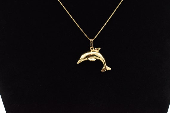 14K Dolphin Pendant Necklace - image 2