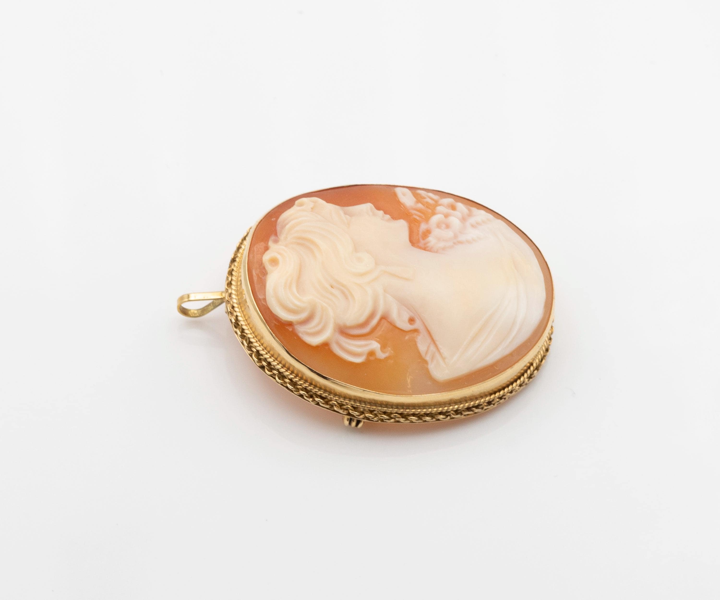 GIOVANNI APA カメオ ブローチ Giovanni APA Italy 14K Yellow Gold Shell Cameo Brooch Pin - Etsy