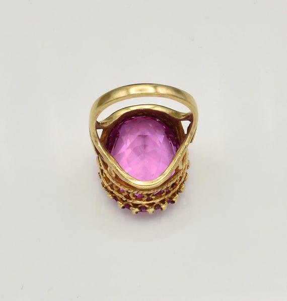 Vintage 10K Large Pink Sapphire Ring ~ Size 5 3/4 View 6