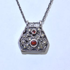 925-granaat marcasiet medaillonketting ~ 20 inch