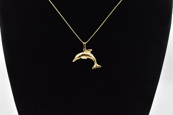 14K Dolphin Pendant Necklace - image 1