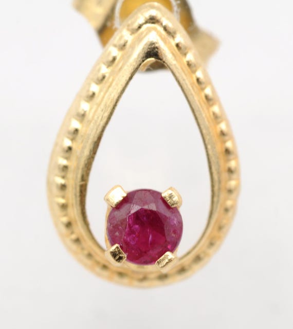 14K Ruby Pear Shaped Post Earrings - image 6