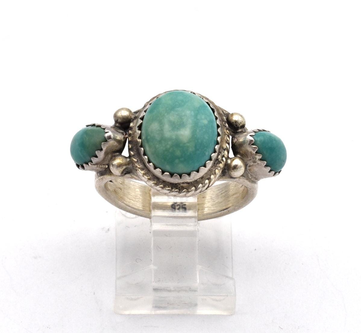 Native American RB Sterling Silver 925 Indian Head Turquoise