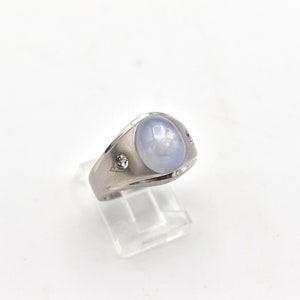 14K White Gold Pale Blue Star Sapphire Ring Number 2264 Size 9 image 5