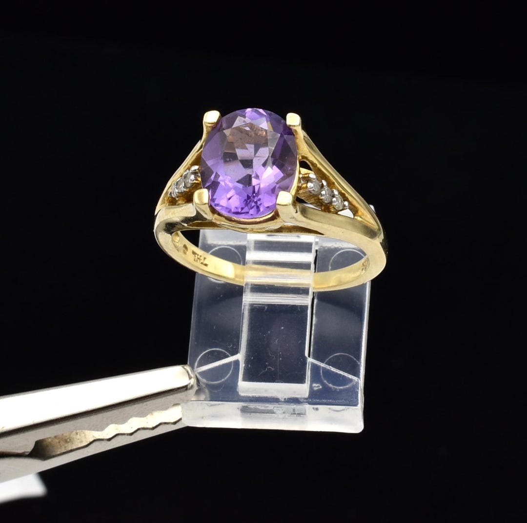 Thl Rings Images THL 10K Amethyst Diamond Cathedral Style Ring ~ Size 7 1/2 - Etsy