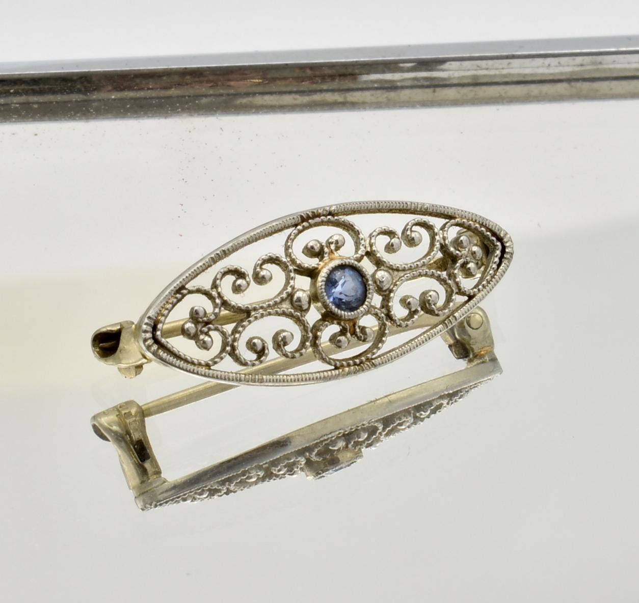 Antique 13K White Gold Sapphire Brooch ~ Art Nouveau - Etsy India