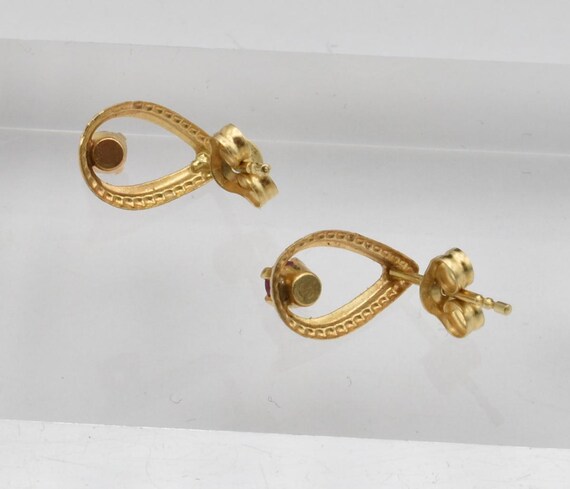 14K Ruby Pear Shaped Post Earrings - image 4
