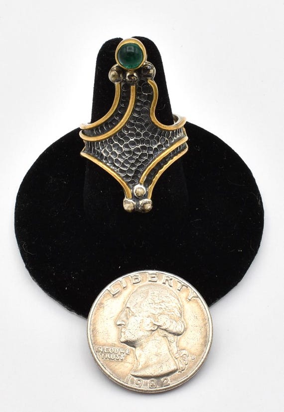 HPSilver 925 Green Gem Adjustable Ring ~ Size 7 1… - image 5