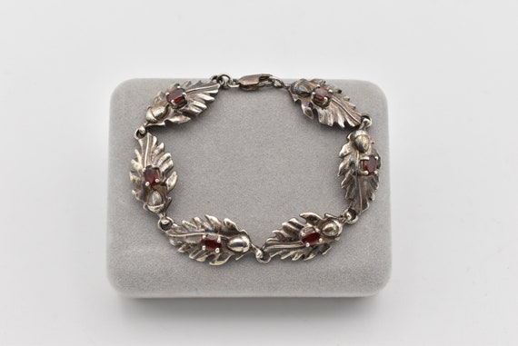 925 Garnet Oak Leaf and Acorn Bracelet ~ Carol Fe… - image 3