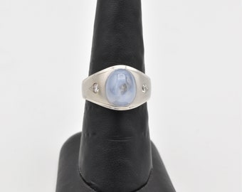 14K White Gold Pale Blue Star Sapphire Ring ~ Number 2264 ~ Size 9