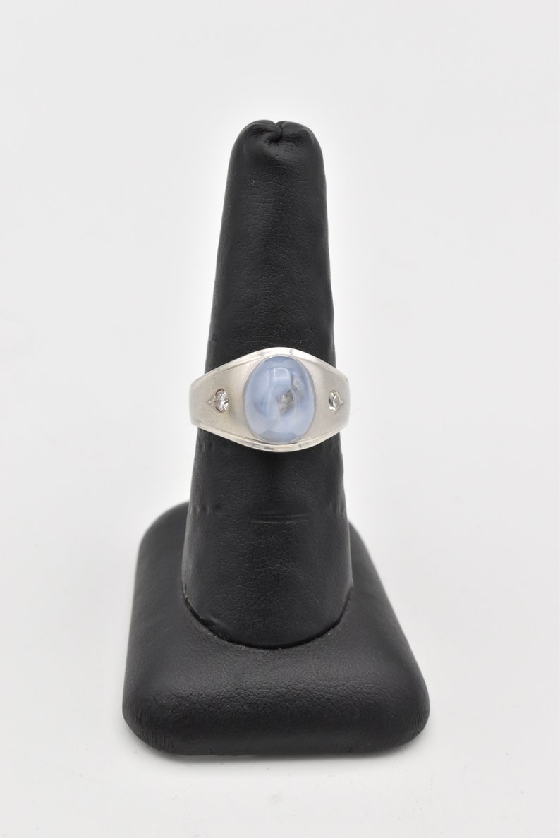 14K White Gold Pale Blue Star Sapphire Ring Number 2264 Size 9 image 1