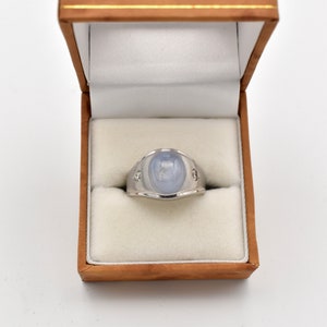 14K White Gold Pale Blue Star Sapphire Ring Number 2264 Size 9 image 8