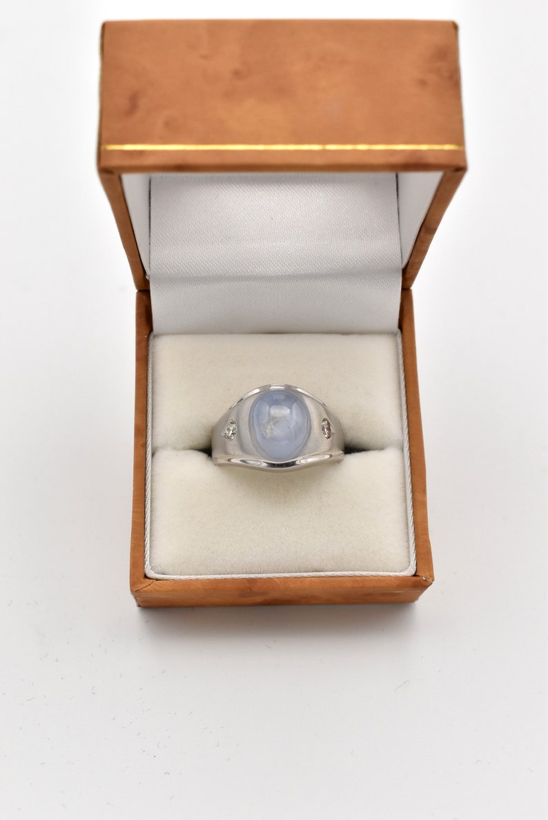 14K White Gold Pale Blue Star Sapphire Ring Number 2264 Size 9 image 8