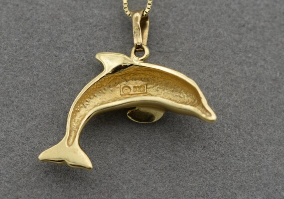 14K Dolphin Pendant Necklace - image 7