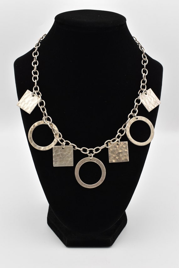 925 Hammered Silver Geometric Necklace