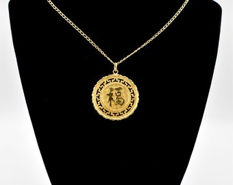 14K Chinese Medallion Pendant ~ Good Fortune, Joy and Happiness