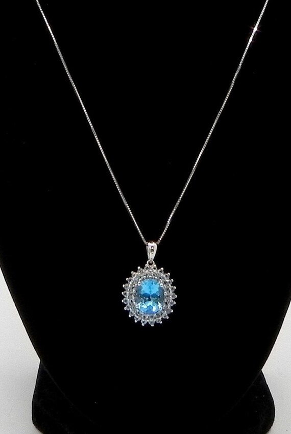 14K Topaz and Aquamarine Necklace ~ 18 1/2" - image 2