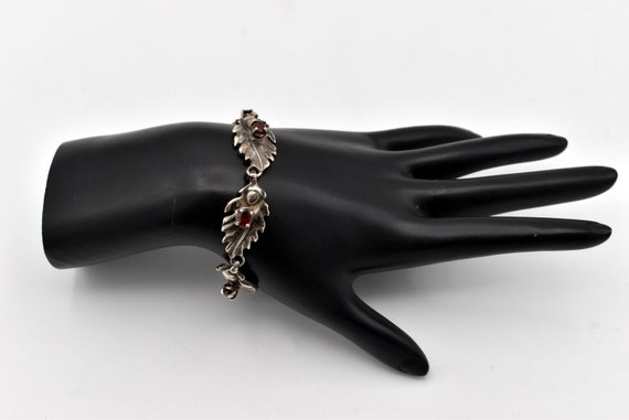 925 Garnet Oak Leaf and Acorn Bracelet ~ Carol Fe… - image 1