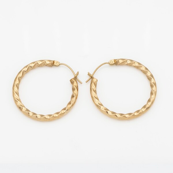 10K Yellow Gold Twisted Hoop Earrings