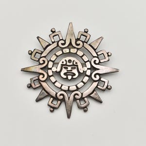 ADO Signed Taxco 925 Sun God Pendant Brooch