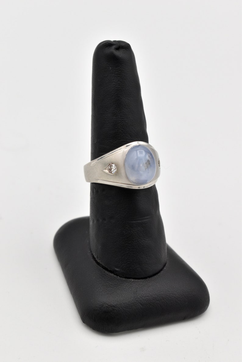 14K White Gold Pale Blue Star Sapphire Ring Number 2264 Size 9 image 2