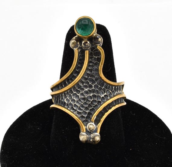 HPSilver 925 Green Gem Adjustable Ring ~ Size 7 1… - image 1