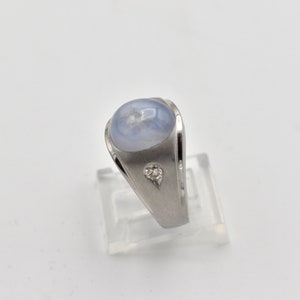 14K White Gold Pale Blue Star Sapphire Ring Number 2264 Size 9 image 6