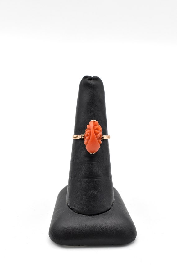 9K Victorian Carved Coral Ring ~ US Size 7