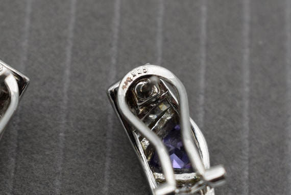 925 Purple CZ and Opal Earrings - image 7