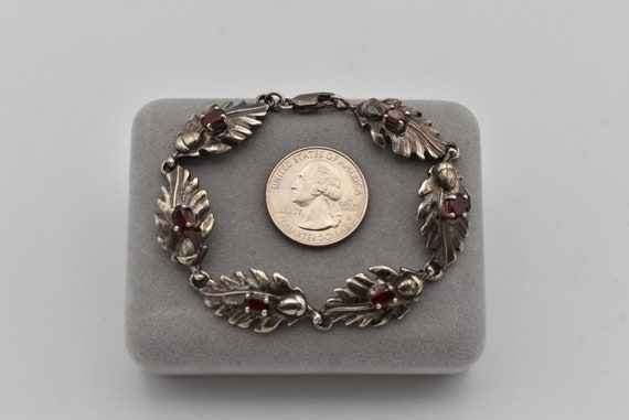 925 Garnet Oak Leaf and Acorn Bracelet ~ Carol Fe… - image 7