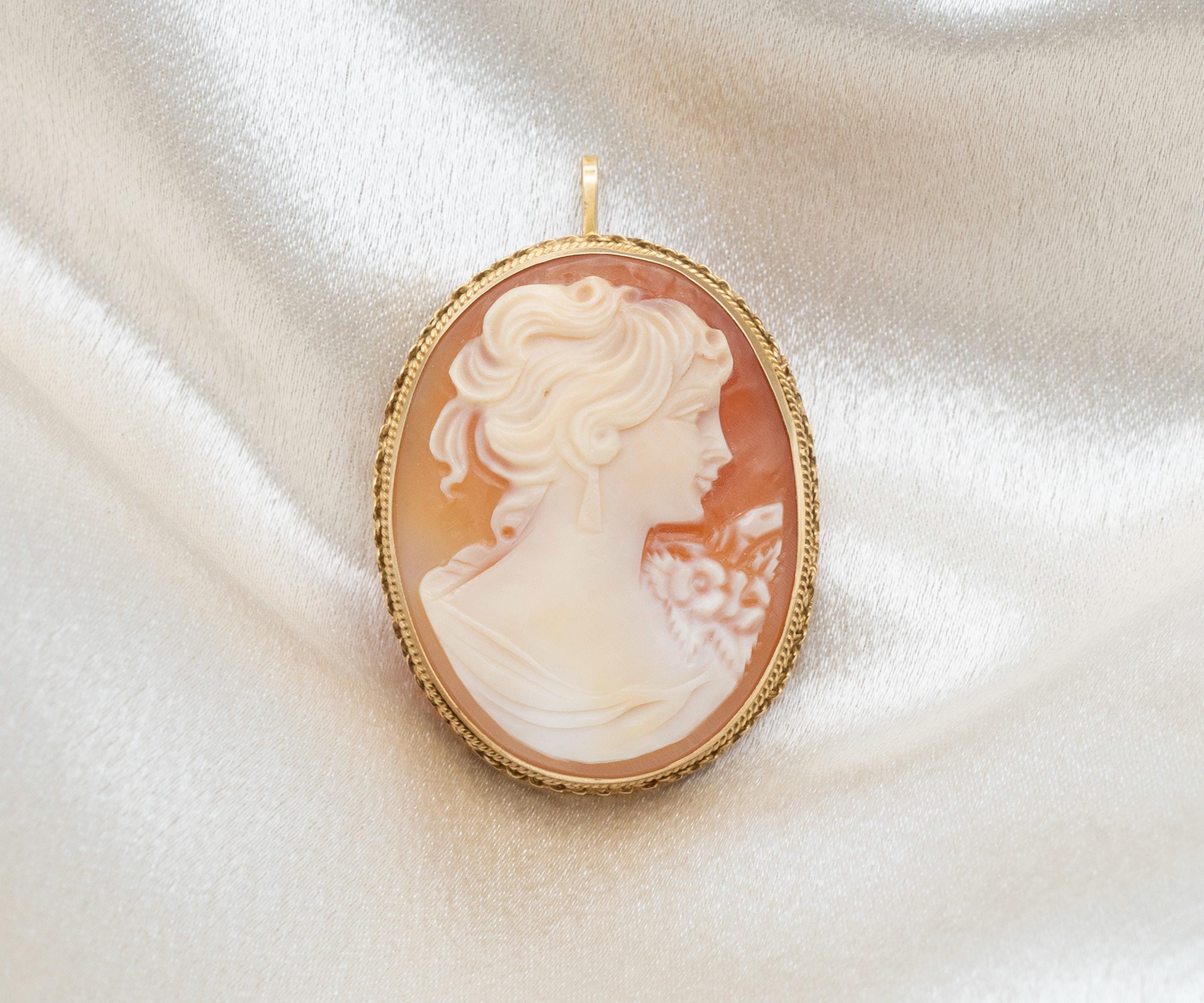GIOVANNI APA カメオ ブローチ Giovanni APA Italy 14K Yellow Gold Shell Cameo Brooch Pin - Etsy