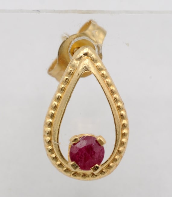 14K Ruby Pear Shaped Post Earrings - image 5