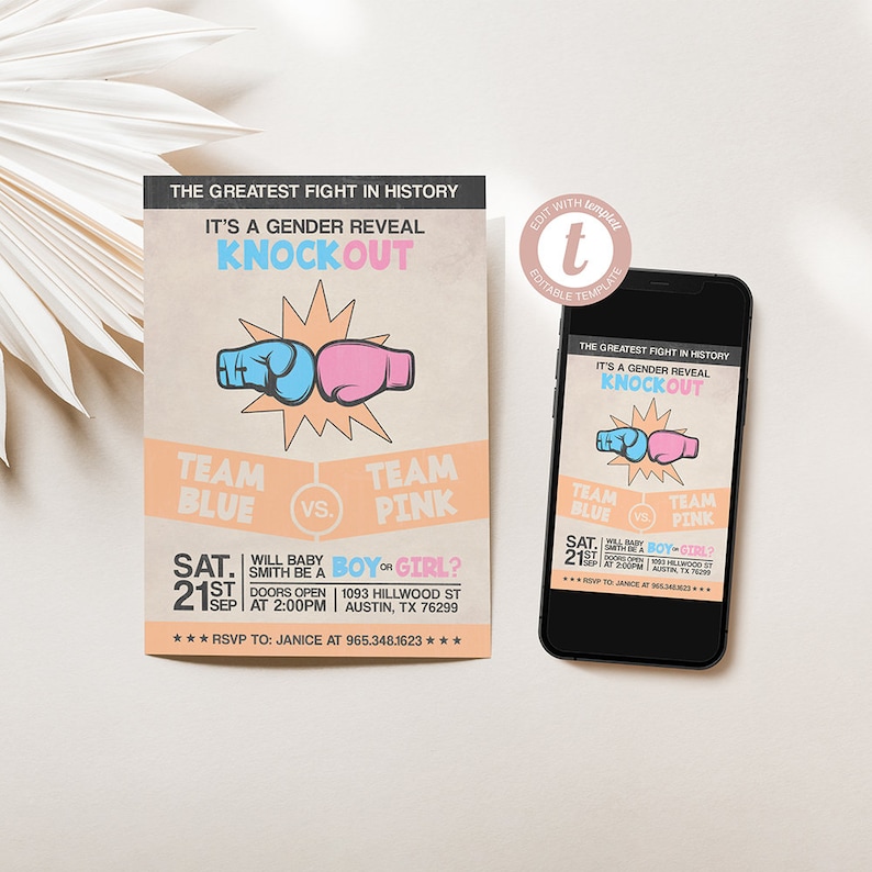 Gender Reveal Knockout Baby Shower Boxing Baby Shower Etsy