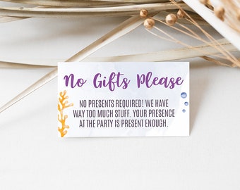 No Gifts Please Insert, Axolotl Birthday, Girls Birthday, No Gifts Invitation Insert, Kids Birthday, Printable