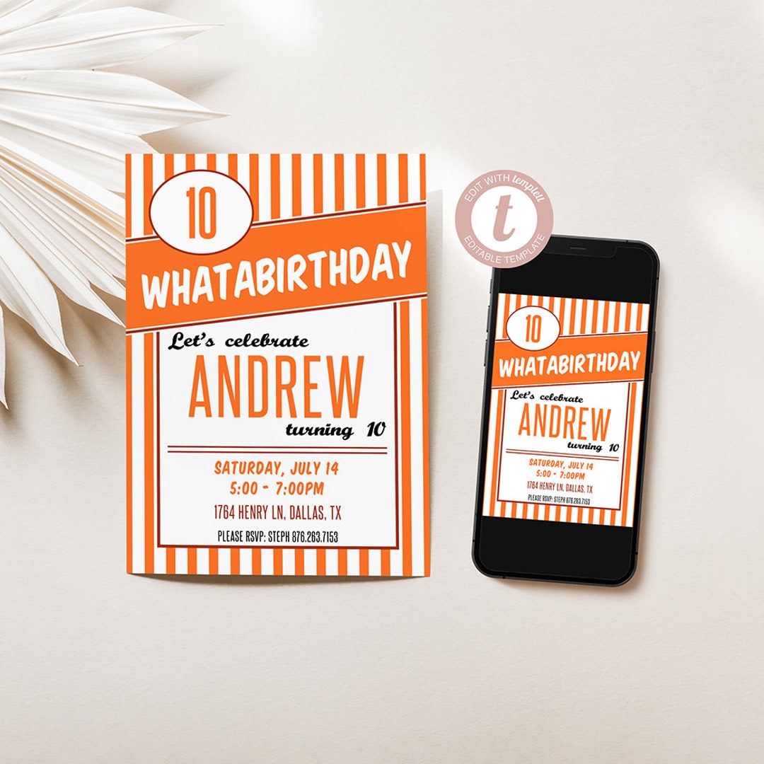 Whataburger Birthday Party, Fast Food Birthday Invitation