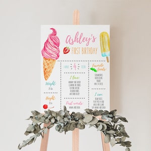 Ice Cream Birthday Milestone Sign, Girl, We All Scream for Ice Cream, Ice Cream Party, Ice Cream Social, Templett, Instant Download, Digital