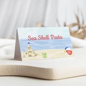 Beach Party Birthday Table Tents, Summer Birthday Party, Food Label, Table Tent, Kids Birthday, Adult Birthday, Digital, Templett