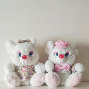 white mouse plush couple, vintage plush, 90s plush