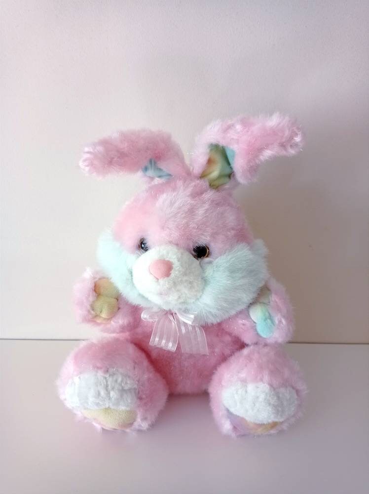 Easter bunny rabbit Pink rainbow colours plush bunny rabbit