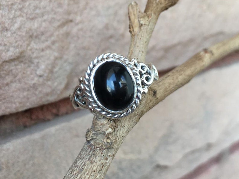 Natural Black Onyx Ring-925 Sterling Silver Ring-Handmade Silver Stone Classy Ring-Birthday Gift For Her christmas gift ring-Promise Rings
