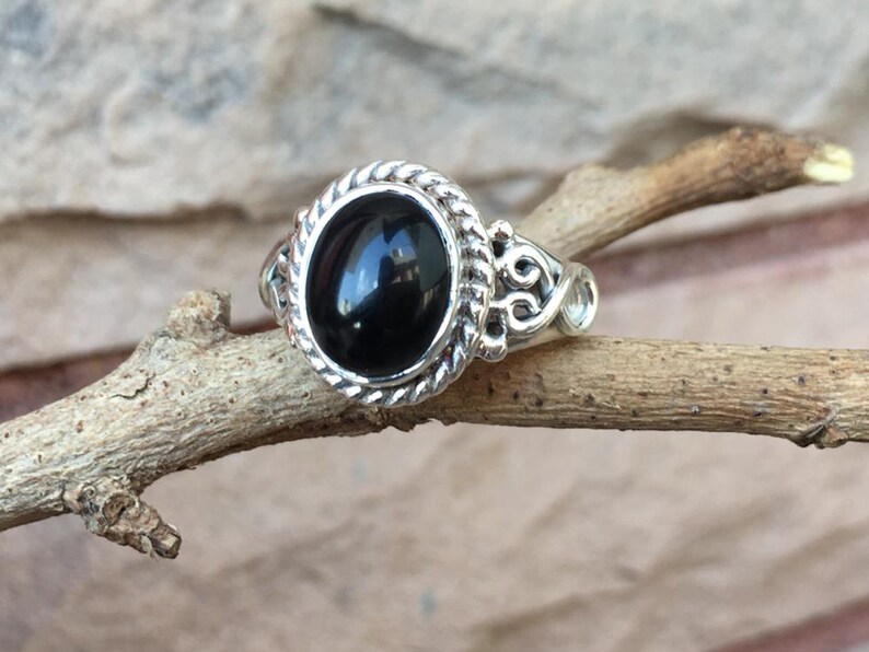 Natural Black Onyx Ring-925 Sterling Silver Ring-Handmade Silver Stone Classy Ring-Birthday Gift For Her christmas gift ring-Promise Rings