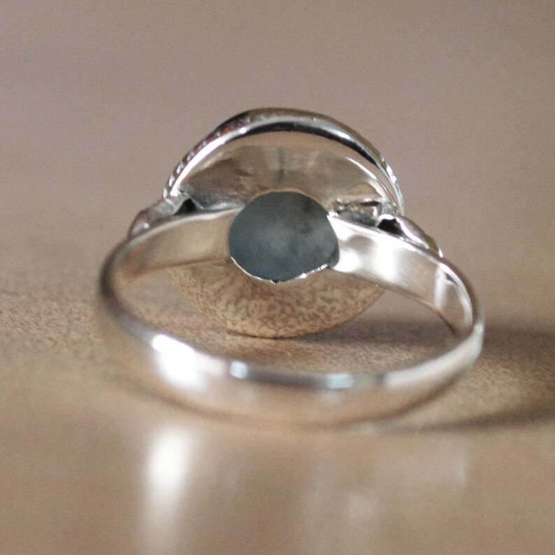 Natural Larimar Ring-Blue Larimar Stone Boho Ring-925 Sterling handmade Jewelry 10mm Round shape Gemstone ring US All Sizes Available