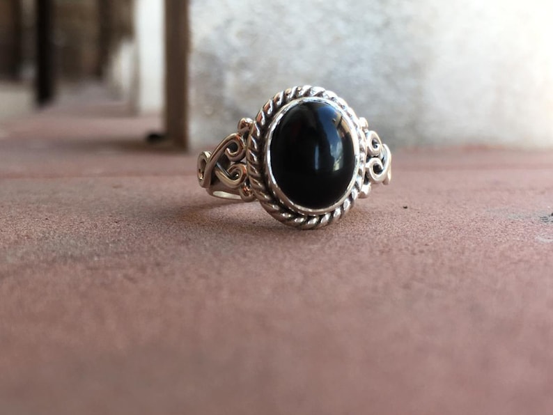 Natural Black Onyx Ring-925 Sterling Silver Ring-Handmade Silver Stone Classy Ring-Birthday Gift For Her christmas gift ring-Promise Rings